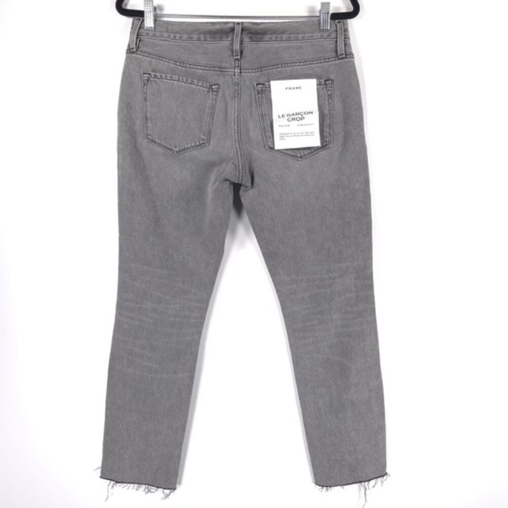 NWT FRAME LE GARÇON CROP Mid Rise Straight Fit Distressed Monsoon Jeans Size 25 - Picture 2 of 16